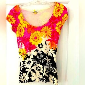 Cache beaded colorful stretchy top